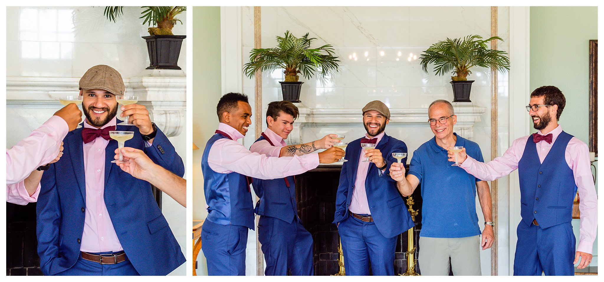 A groom toasts with his groomsmen