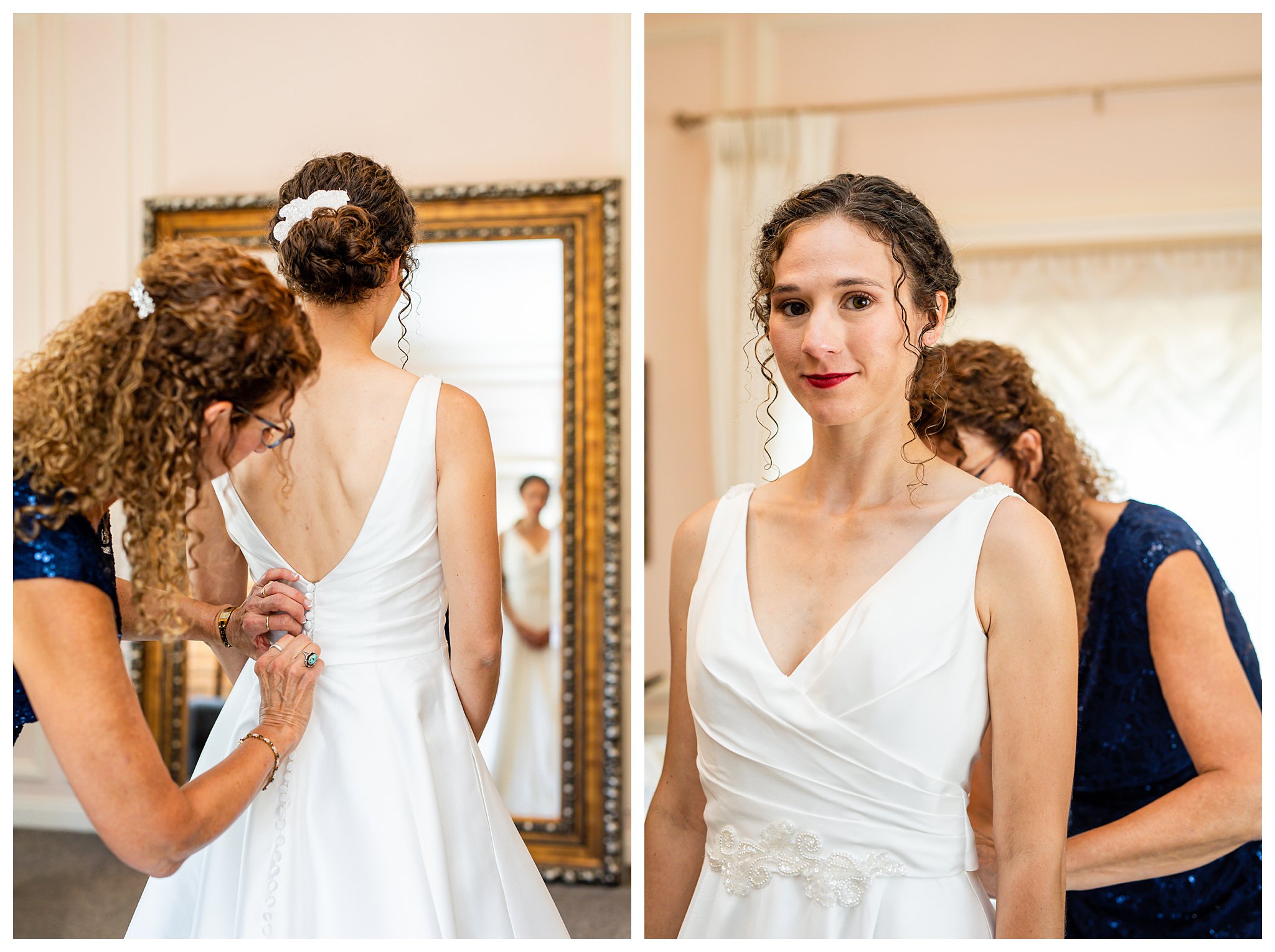 A bride gets ready for her mansion wedding