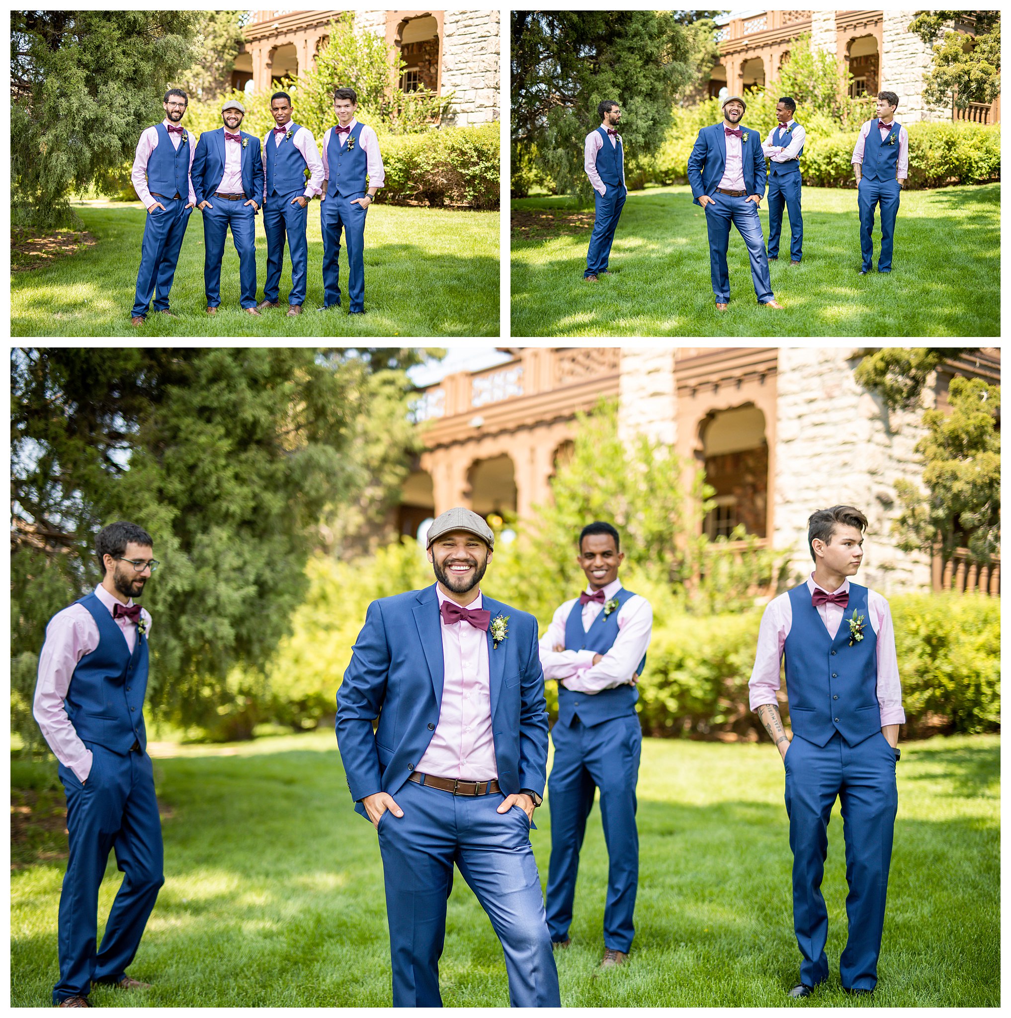 A groom poses with his groomsmen