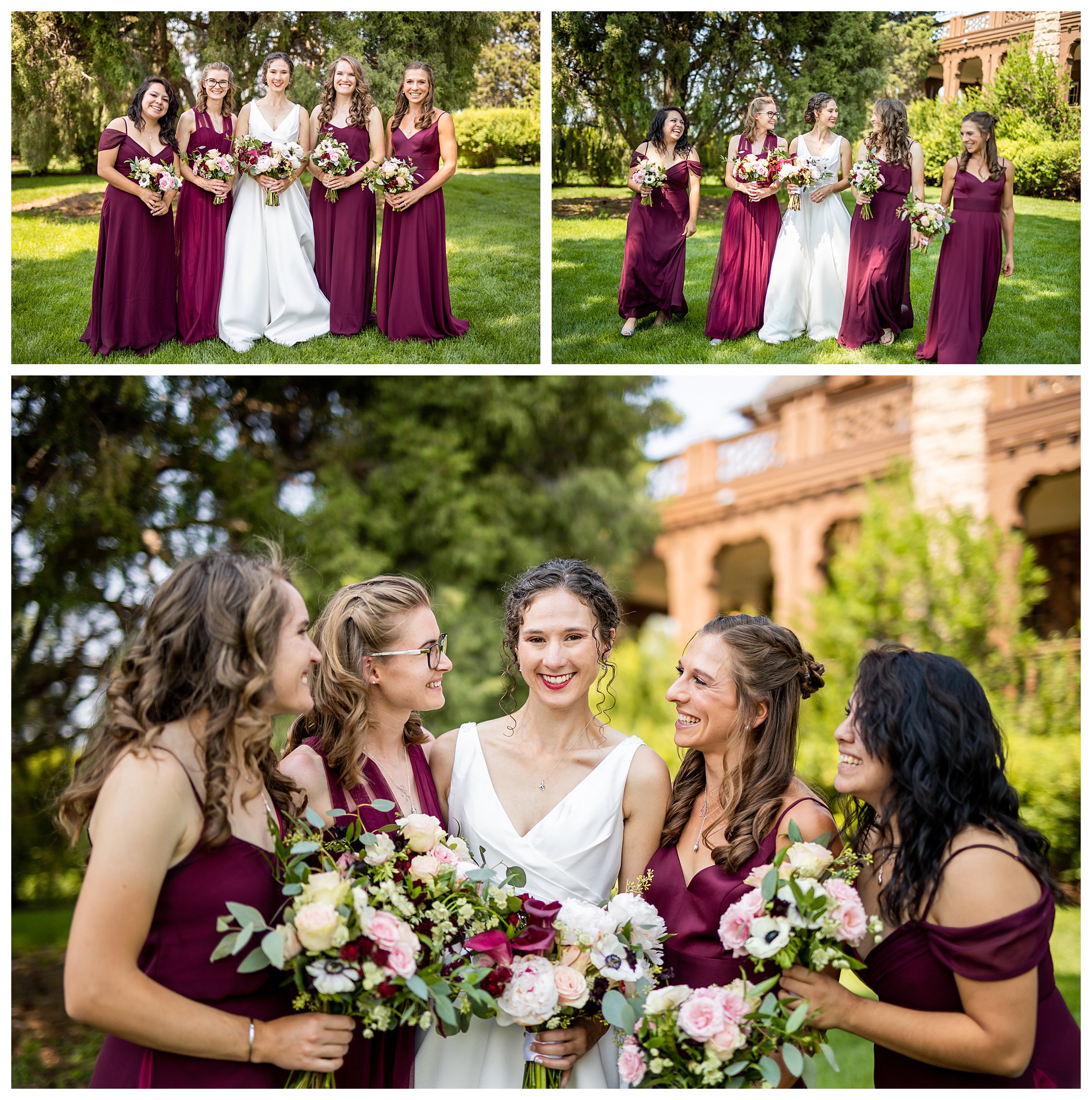 A bride poses with her bridesmaids