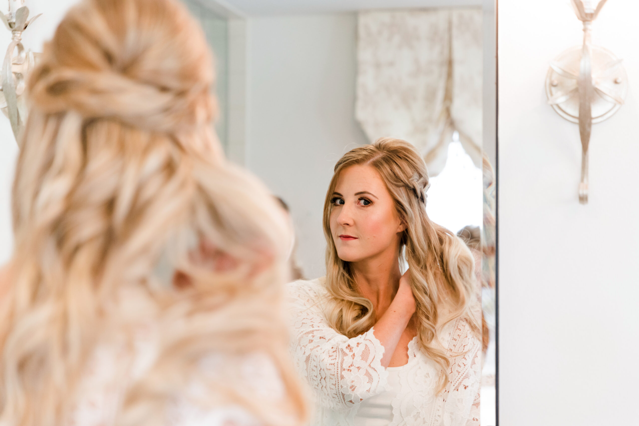 A bride gets ready for her wedding.